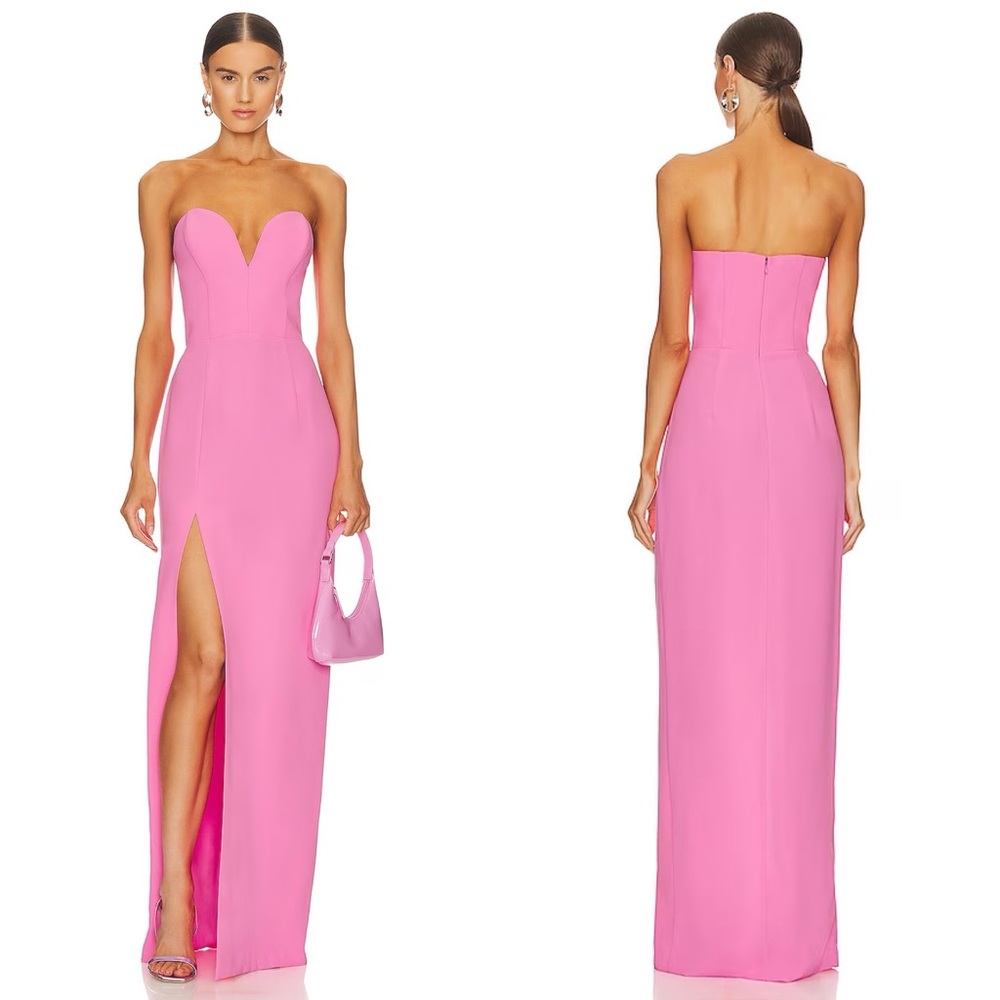 Amanda Uprichard Cherri Strapless Maxi Dress In Shocking Pink SIZE M